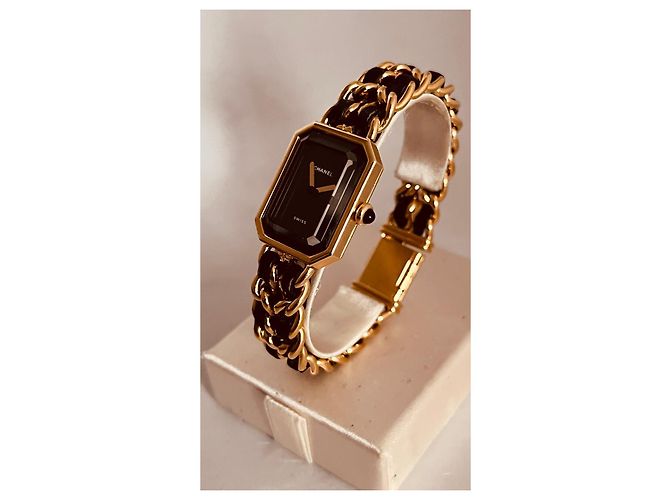Première Chanel My First Uhr Goldplattiert Leder Schwarz - Ansicht 3