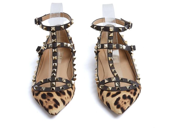 Bailarinas Valentino Rockstud EU38 de Cuero de Potro Pantera UK5 US7.5 Estampado de leopardo - vista 2