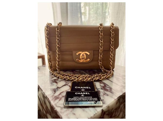 Borsa a spalla Chanel Mademoiselle Horizontal Beige Agnello - vista 13