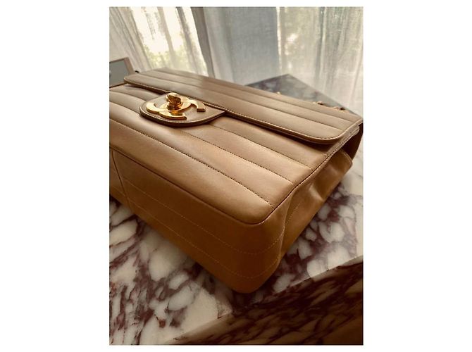 Borsa a spalla Chanel Mademoiselle Horizontal Beige Agnello - vista 6
