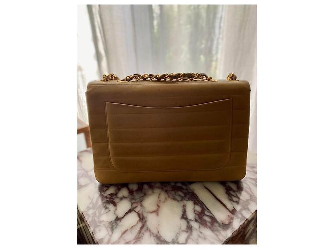 Borsa a spalla Chanel Mademoiselle Horizontal Beige Agnello - vista 7