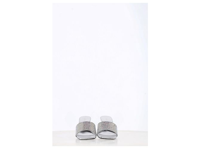 Mule in pelle argentata decorate con cristalli By Far Dylan Argento Metallico - vista 10