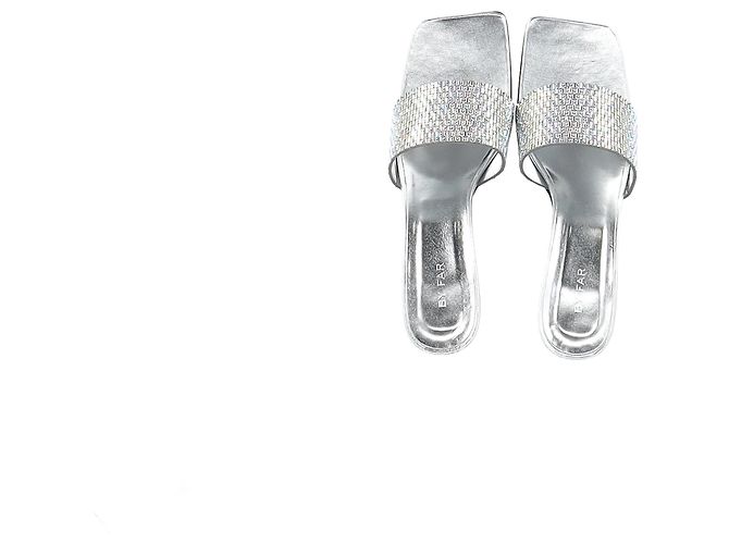 Mule in pelle argentata decorate con cristalli By Far Dylan Argento Metallico - vista 11