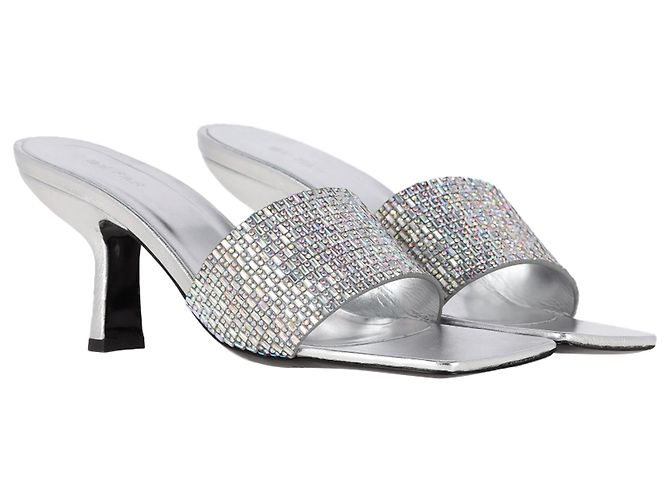 Mule in pelle argentata decorate con cristalli By Far Dylan Argento Metallico - vista 5