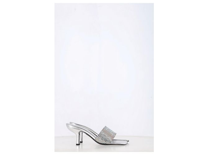 Mule in pelle argentata decorate con cristalli By Far Dylan Argento Metallico - vista 8