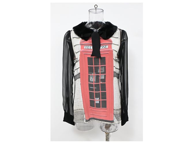 Multicolor Seidentop mit Telefonprint von Moschino Cheap & Chic London - Ansicht 6