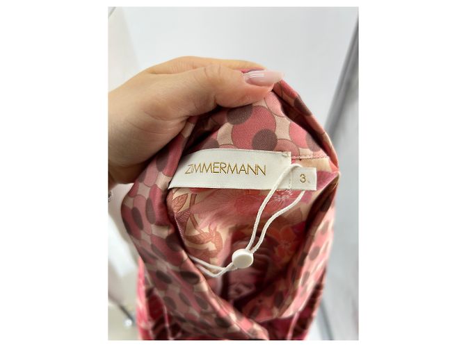 Vestido maxi de seda estampada rosa con cinturón Zimmermann - vista 5