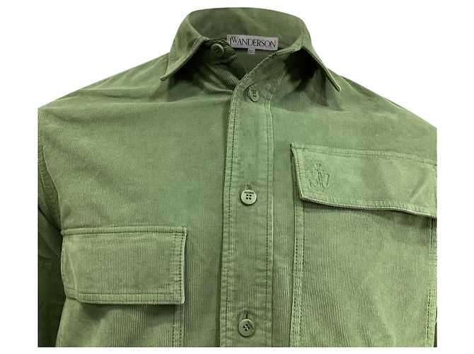 Camisa Patchwork JW Anderson em veludo verde - vista 3