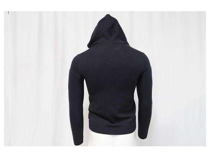 Theory Kapuzenpullover mit Reißverschluss aus marineblauer Wolle - Ansicht 10