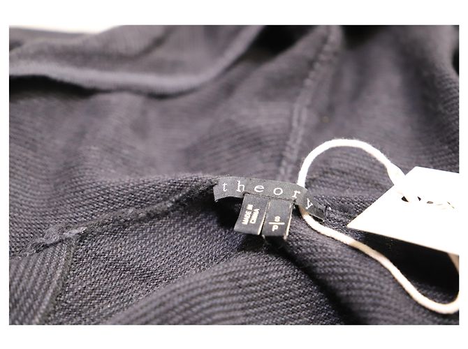 Theory Kapuzenpullover mit Reißverschluss aus marineblauer Wolle - Ansicht 11