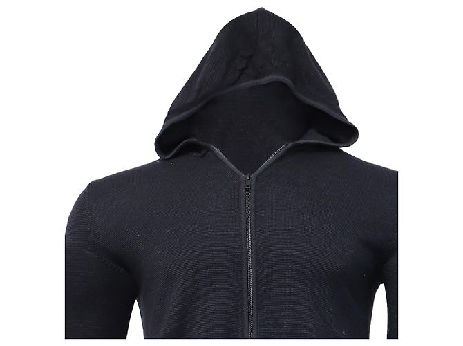 Theory Kapuzenpullover mit Reißverschluss aus marineblauer Wolle - Ansicht 2