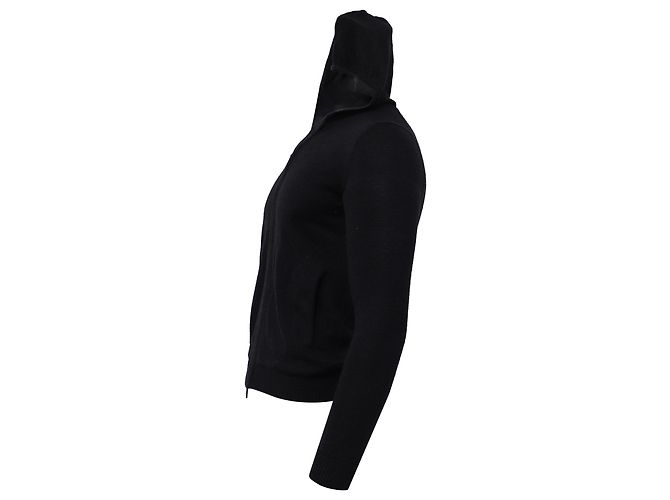 Theory Kapuzenpullover mit Reißverschluss aus marineblauer Wolle - Ansicht 3