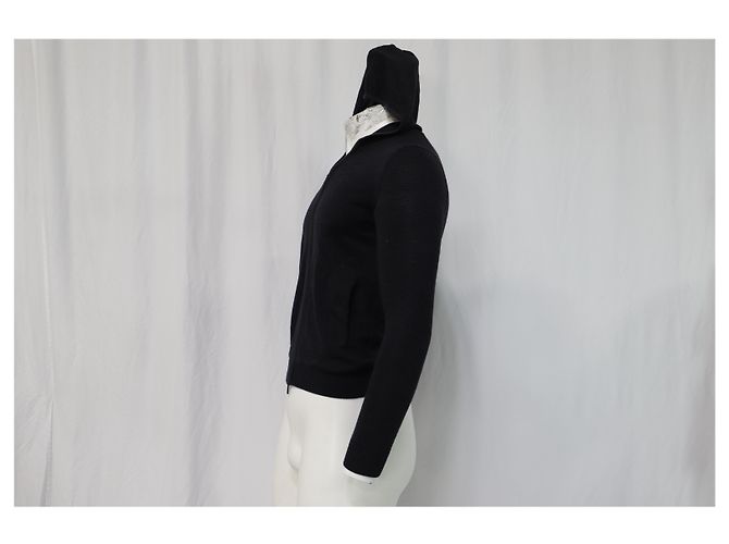 Theory Kapuzenpullover mit Reißverschluss aus marineblauer Wolle - Ansicht 9