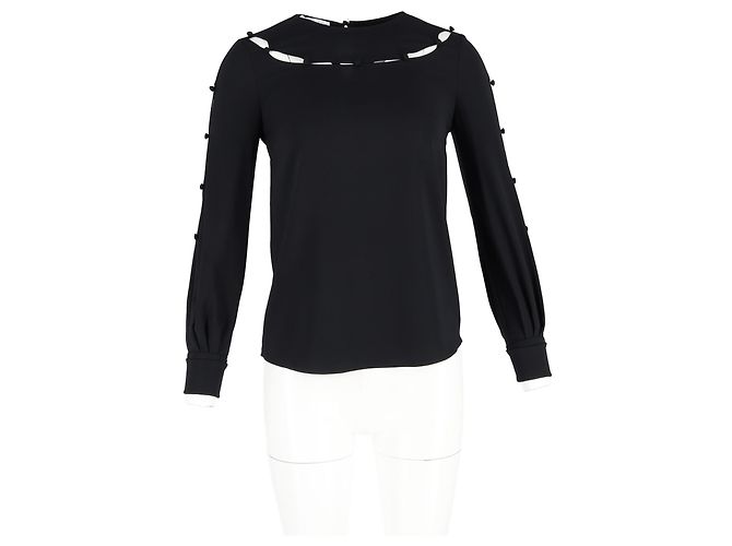 Blusa con scollo a barca in seta nera Oscar de la Renta Nero - vista 4