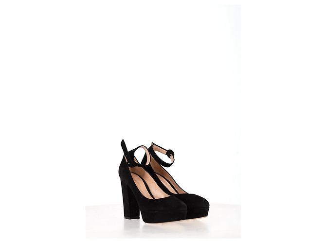 Pumps con plateau e cinturino alla caviglia Gianvito Rossi in suede nero - vista 10