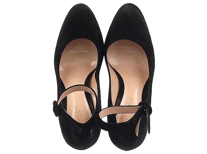 Pumps con plateau e cinturino alla caviglia Gianvito Rossi in suede nero - vista 3