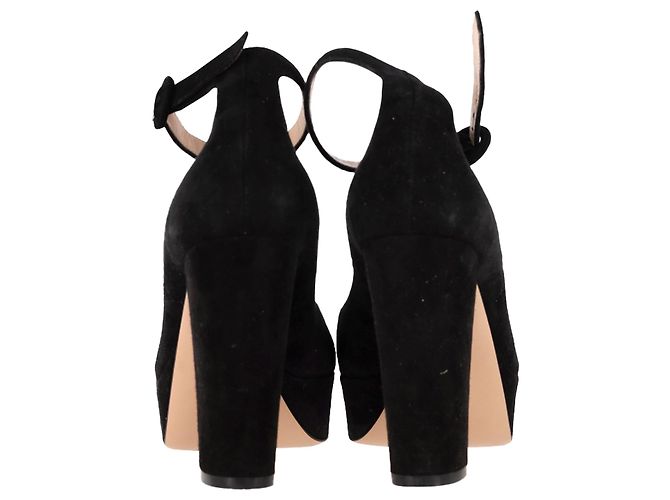 Pumps con plateau e cinturino alla caviglia Gianvito Rossi in suede nero - vista 5