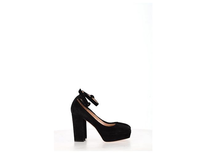 Pumps con plateau e cinturino alla caviglia Gianvito Rossi in suede nero - vista 7