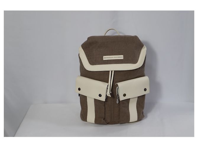 Zaino Brunello Cucinelli in cotone marrone - vista 10