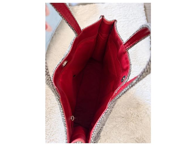 Borsa tote Longchamp in lana bouclée grigia – interno rosso, modello raro ed elegante Nero Bianco - vista 4