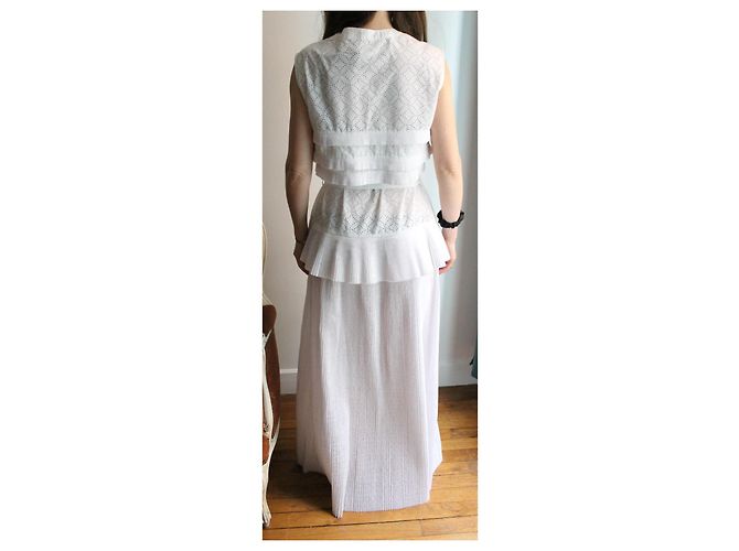 Alaïa Kleid aus weißer Baumwolle mit floralen Durchbrüchen - Ansicht 3