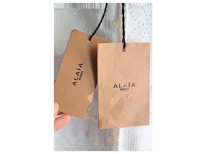 Alaïa Kleid aus weißer Baumwolle mit floralen Durchbrüchen - Ansicht 7