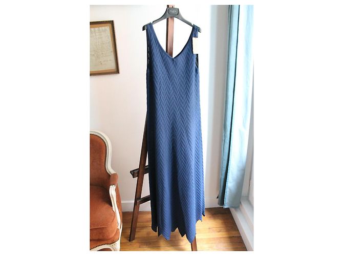 Alaïa Langes Strickkleid aus Spitze Dunkelblau Größe 38 - Ansicht 3