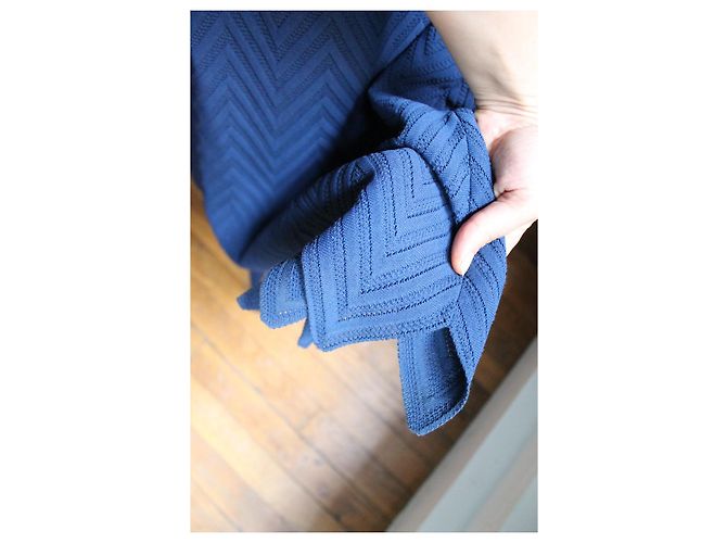 Alaïa Langes Strickkleid aus Spitze Dunkelblau Größe 38 - Ansicht 4