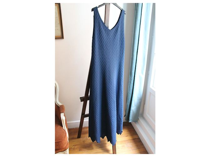 Alaïa Langes Strickkleid aus Spitze Dunkelblau Größe 38 - Ansicht 5