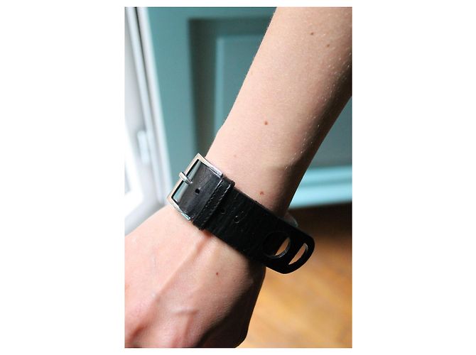Bracciale Alaïa in pelle nera Nero - vista 10