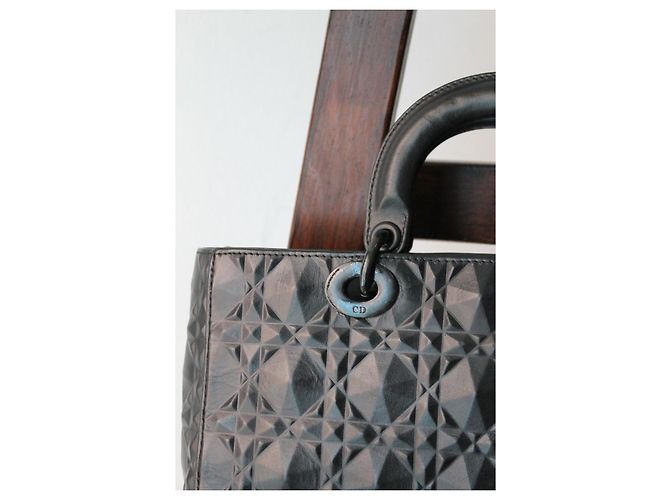 Lady Dior Borsa Lady D-Joy Dior in vitello nero opaco - vista 8