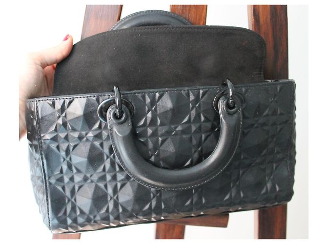 Lady Dior Borsa Lady D-Joy Dior in vitello nero opaco - vista 9