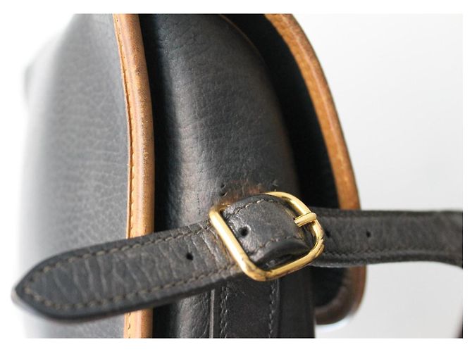 Borsa a mano Hermès Duffle in pelle nera granulata Multicolore - vista 10