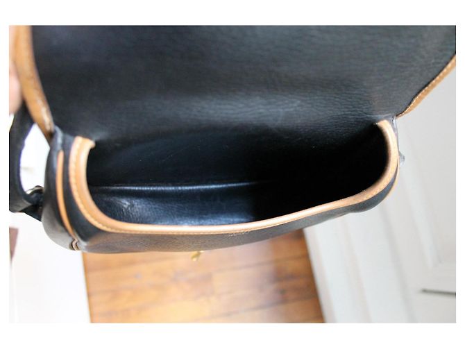 Borsa a mano Hermès Duffle in pelle nera granulata Multicolore - vista 15