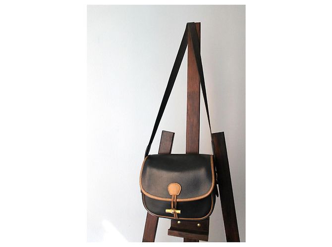 Borsa a mano Hermès Duffle in pelle nera granulata Multicolore - vista 2