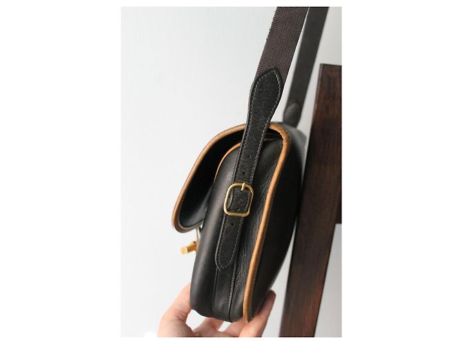 Borsa a mano Hermès Duffle in pelle nera granulata Multicolore - vista 4