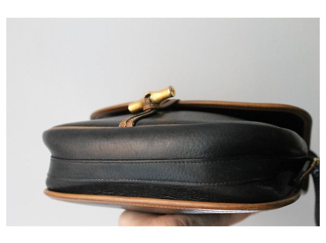 Borsa a mano Hermès Duffle in pelle nera granulata Multicolore - vista 6