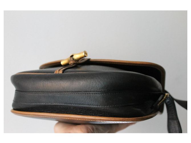 Borsa a mano Hermès Duffle in pelle nera granulata Multicolore - vista 7