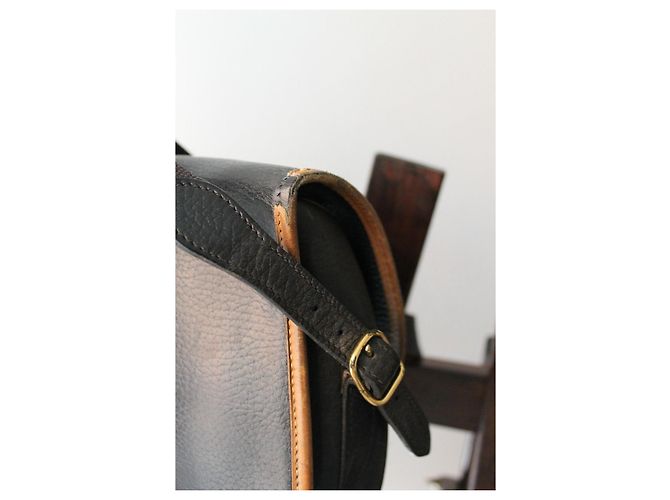 Borsa a mano Hermès Duffle in pelle nera granulata Multicolore - vista 9