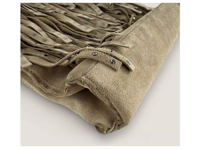 Borsa mini tote con frange Chanel beige - vista 18