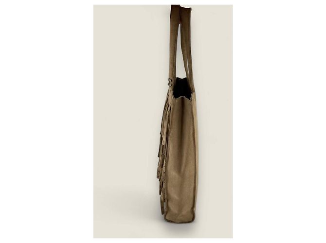 Borsa mini tote con frange Chanel beige - vista 7