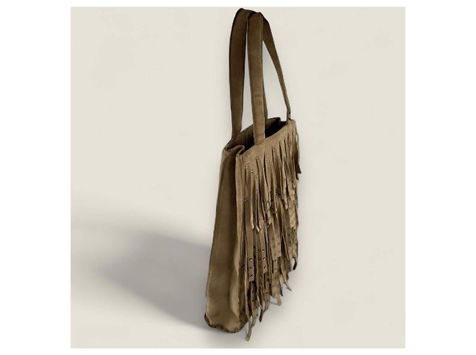 Borsa mini tote con frange Chanel beige - vista 8