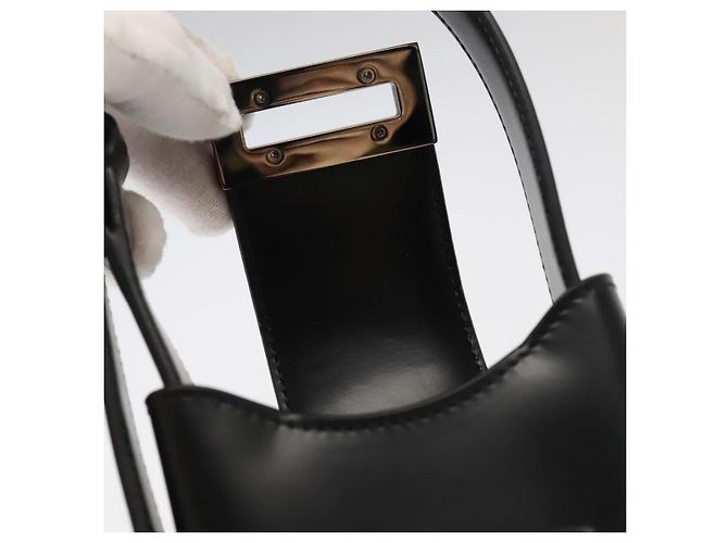 Borsa a mano in pelle nera Gancini di Salvatore Ferragamo Auth 93834AM Nero - vista 19