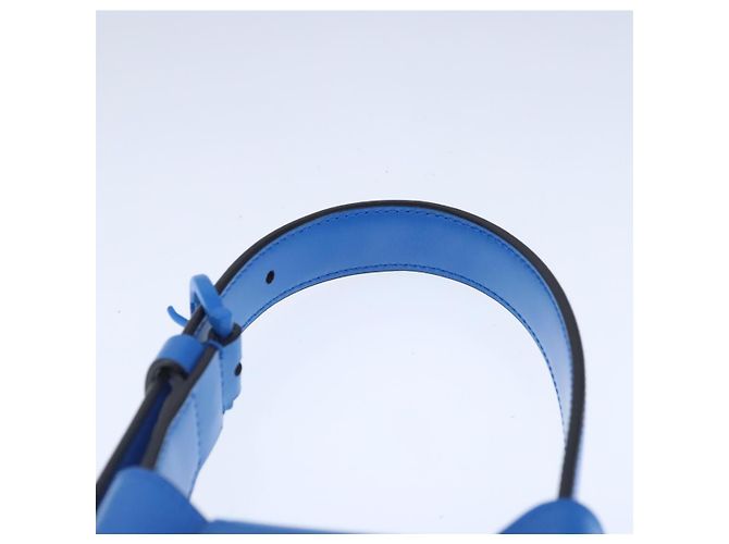 Borsa a mano in pelle blu argento Gancini di Salvatore Ferragamo Auth 103652AM - vista 14