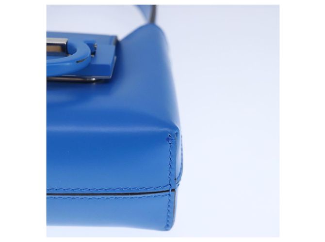 Borsa a mano in pelle blu argento Gancini di Salvatore Ferragamo Auth 103652AM - vista 15