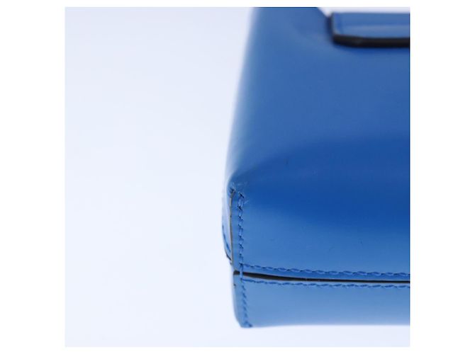 Borsa a mano in pelle blu argento Gancini di Salvatore Ferragamo Auth 103652AM - vista 16