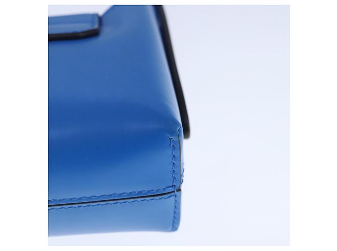 Borsa a mano in pelle blu argento Gancini di Salvatore Ferragamo Auth 103652AM - vista 17