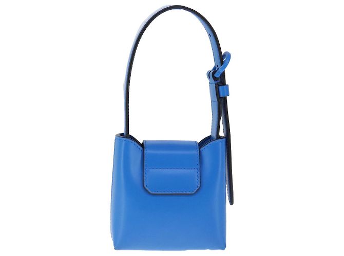 Borsa a mano in pelle blu argento Gancini di Salvatore Ferragamo Auth 103652AM - vista 2