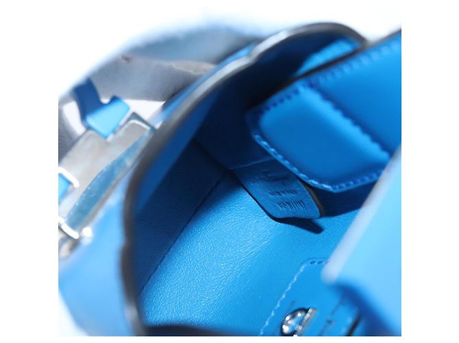 Borsa a mano in pelle blu argento Gancini di Salvatore Ferragamo Auth 103652AM - vista 21