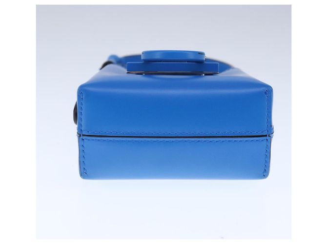 Borsa a mano in pelle blu argento Gancini di Salvatore Ferragamo Auth 103652AM - vista 5